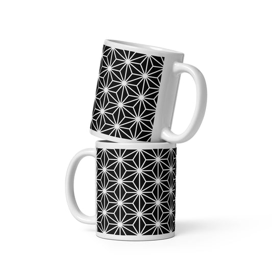 Asanoha Pattern Black Mug