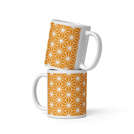 Asanoha Pattern Orange Mug